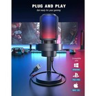 Clear Sound Usb Gaming Microphone In Black With Noise Reduction And Rgb Light