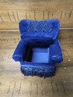 Vtg Dritz Pin Cushion Overstuffed Chair Velour W lace Doily Collectible Blue 6 