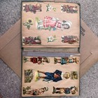 Antique 1890 Victorian Scrapbook Album Chromolithograph Scraps Santa Flowers
