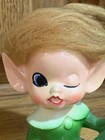 Vintage Pixie Elf Ceramic Figurine Imp Girl Boy Gnome Blonde Hair 1950s Mcm