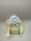 Vtg Eden Pastel Terrycloth Clown Plush Rattle Ball Round Body Lovey Baby Toy