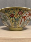 Antique Porcelain Pottery Bowl Se Asian chinese Yellow Floral