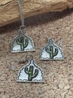 Cactus Earring And Necklace Set Silver Summer Gift Birthday Southwest Western Ne