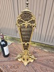 Antique Brass Fireplace Peacock Folding Open Screen
