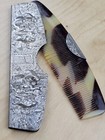Antique Denmark Hans Jensen Repousse Silver Plate Faux Tortoise Comb In Case