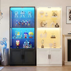 Display Case W  Removable Glass Shelves   Storage  Curio Cabinet W 3-color Light