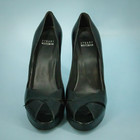 Stuart Weitzman Size 8 5 Black Leather Peep Toe Platform High Heel Pumps Shoes