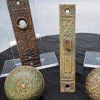 Victorian Antique Cast Bronze Brass Floral Door Knob   Iron Escutcheon Set