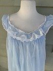 Vtg 60   s Light Blue Nylon Baby Doll Nightie White Lace Trim Size M Sabrina