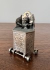 Antique Sterling Silver Miniature Dollhouse 3d Standing Baby Stroller Sculpture