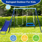 3-in-1 Kids Swing Set For Backyard  500lb Capacity Outdoor Playset With Slide  P