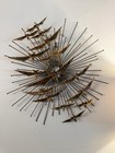 Vtg Mcm Brutalist Curtis Jere Brass Copper Metal Starburst Birds Wall Sculpture