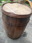 Vintage Primitive Large 21  Wooden Wire Steel Banded Nail Keg Barrel