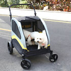 Xxl Double Seat Dog Stroller Buggy Anti-shock Pet Doggy Pram Divided For 2 Dogs