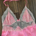 Nwt Victoria   s Secret Babydoll Pink Lace Tank Lingerie Dainty Halter Large Satin