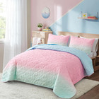 Pink Quilt Set Twin Size Ombre Blue Pink Mint Quilt Sets Kids Girls Bedding Set 