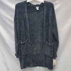 Stars Above Cozy Women s M l Feather Yarn Lounge Cardigan Charcoal 
