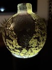 Vintage Bud Vase Blood Red Gold Flakes Ink Well Blown Art Glass Signed Bottle