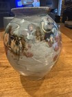 Vintage Rare Contemporary Painted Glazed Signed Drake Stoneware Pottery Vase Euc