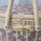Sewing Box Basket W dual Handles Large Oval Floral Tapestry   Sisal Wicker 