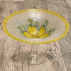Vintage Vandermark Studios  Art Glass Floral Frosted Compote Artist Signed 1980