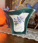 Vtg 50 s Royal Copley Pottery Green  thinking Of You  Art Deco Vase   Unmarked