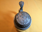 German Mettlach Pewter Lidded Beer Stein  3085  bavarian Postman 