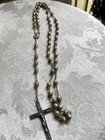 Sterling Silver Rosary Leaf flower Crucifix Pearls Ornate Filigree Caps 34 