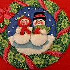 Bucilla 3603 Mr   Mrs Snowman Christmas Felt Sequined Wall Hanging Completed