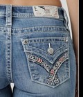 New Sz 31 Miss Me Americana Patriotic Mid Rise Bootcut Faux Flap Stretch Jeans