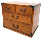 Japanese Vintage Wooden Small Drawer Chest Antique Style Tansu Box