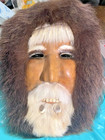 Justus Mekiana Caribou Hide Mask     Nunamiut Alaska Indigenous Art     Fur Trimmed