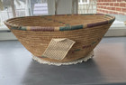 Vtg Large Timbuktu Basket Multicolor Handwoven Coiled Basket 16    W X 6    H