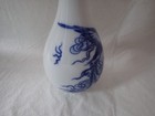 Vintage Antique Cobalt Blue   White Chinese Phoenix 9  Vase