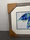 Framed Sea Turtle Watercolor Print Coastal Wall Art Blue Beach Decor 17x15 P10