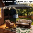 15ft Double Sided Patio Umbrella With Stand Solar Lights Crank Handle Led Lights