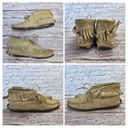 Vintage Webster Rubber Company Moccasins Men   s 8 Buckskin Leather Boho Hippie   