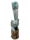 Hand Carved Pelican Ocean Bird Wood Sculpture Cottage Fish Tropical Island Art
