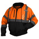 High Visibility Insulated Hi Vis Reflective Road Work Safety Bomber Jacket   Hat
