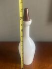 Vintage Rare 60 s White Glass Decanter Bottle With Wood Stopper
