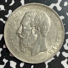 1873 Belgium 5 Francs Lot t2445 Large Silver Coin  Nice 
