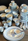 125pc Chinese Rice Eye Grain Porcelain Blue White Plates Bowls Wan Yu Marks Book