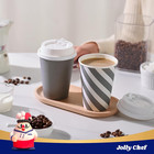 100 Pack 12 Oz Paper Coffee Cups  Disposable Printed Hot Cups With Lids For H   