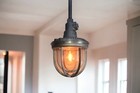 1940 s Benjamin 9  Explosion Proof Light Industrial Globe Cage Barn Vintage