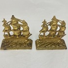 Vtg Set 2 Cast Iron Metal Book Ends Sailing Clipper Ship Boat Nautical Library