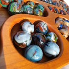 60 Vtg Jabo Oxblood Aventurine Band Swirl Run Joker Das Discontinued Marbles Lot