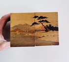 Antique Japanese Wood Inlay Mini Sewing Box Jewelry W expandable Drawers 4x3x3
