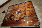 Custom Dark Walnut Epoxy Industrial Cast Iron Coffee Table Mack Wood Shaper