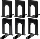 6-pack Large Metal Bookends Library Shelves Book End Stopper Hold Books Black