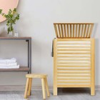 Bamboo Laundry Hamper With Lid  Large Clothes Laundry Sorter With Removable